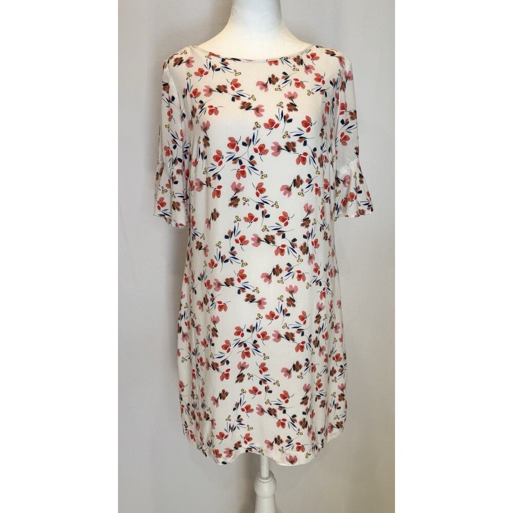 Chelsea & Violet Women’s Large Floral Shift Dress White Half Sleeve Knee Length